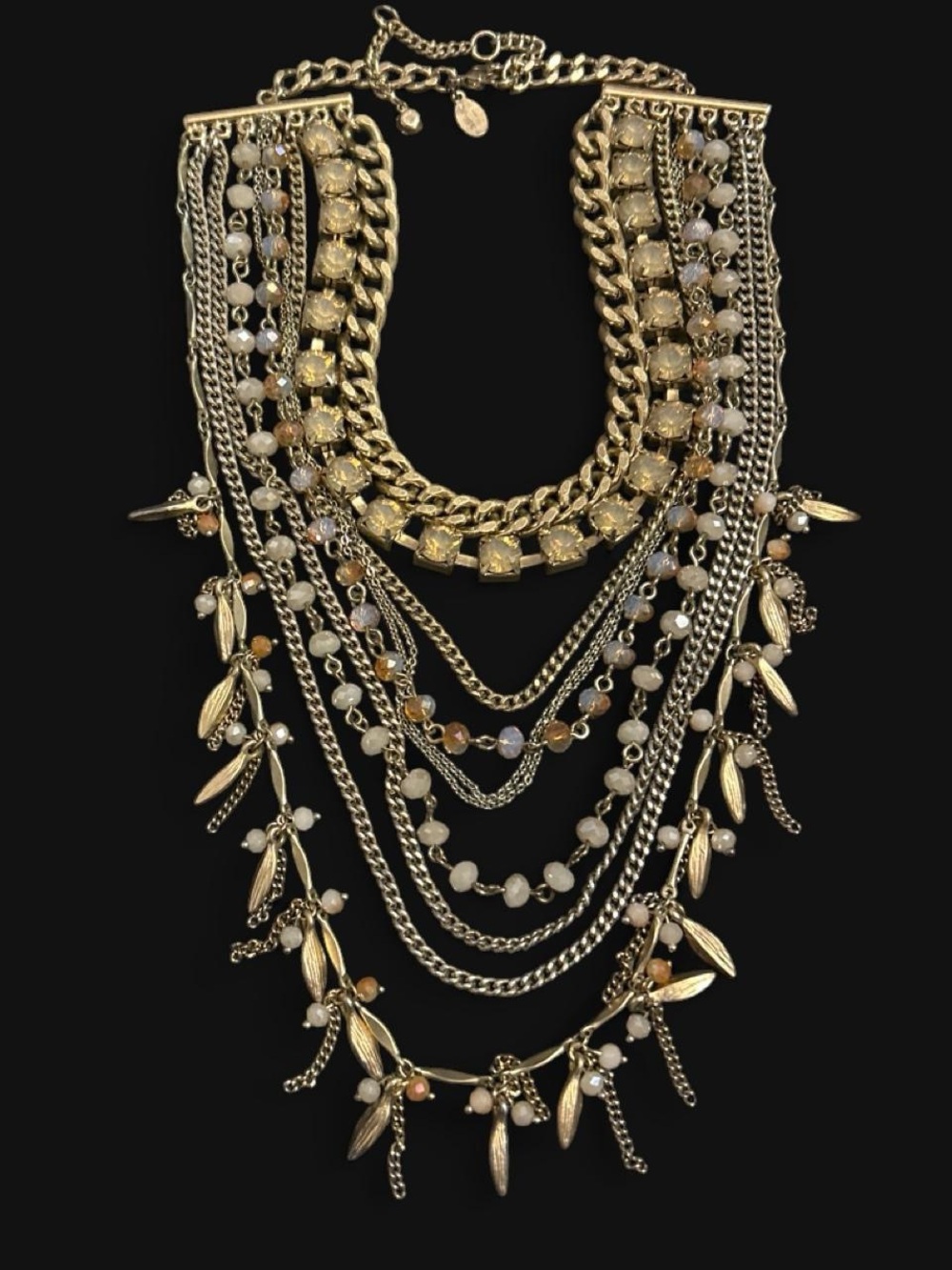 Express Gold-Tone Multi-Layer Statement Necklace Layered Vintage
